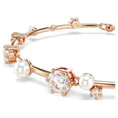 Swarovski Pozlačena zapestnica s kristali in perlami Constella 5729505