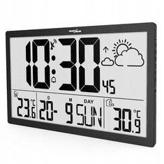 GreenBlue LCD stenska ura GB218 + vremenska postaja, DCF