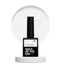 shumee NAILSOFTHEDAY Bottle gel Shimmer 01 - bel s srebrnimi bleščicami gel za krepitev in obnovo, 10 ml