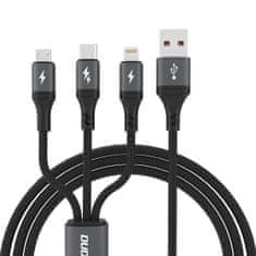 DUDAO L3E 3in1 kabel USB - Micro USB / USB-C / Lightning 60W 1.2m, črna