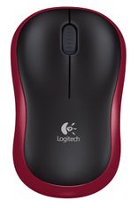 Logitech M185 brezžična miška, rdeča