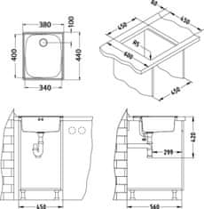 Alveus enojno pomivalno korito Basic 10 Satin (fi70)