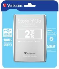 Verbatim Store 'n' Go USB 3.0 zunanji trdi disk, 2 TB, Silver (53189)