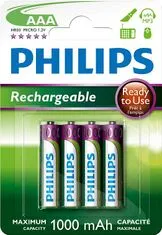 Philips polnilne baterije R03B4RTU10 AAA 1000mAh NiMH, 4 kom