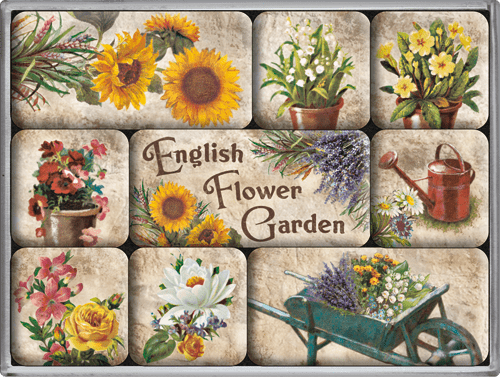 Postershop set magnetov English Flower Garden, 9 kos