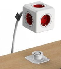 Allocacoc PowerCube električni razdelilec s podaljškom, rdeč