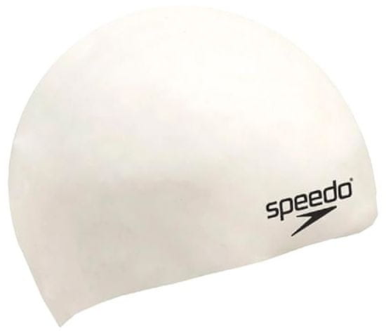 Speedo otroška plavalna kapa Plain Moulded Silicone, bela