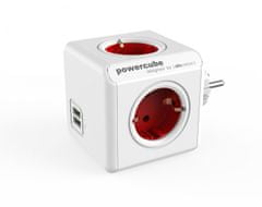 Allocacoc PowerCube Original razdelilec, USB, rdeč