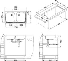 Alveus pomivalno korito Basic 160 Leinen (fi70)