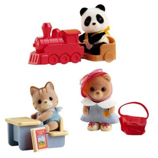 Sylvanian Families Baby dodatki - panda, baker in veverica, igra doma