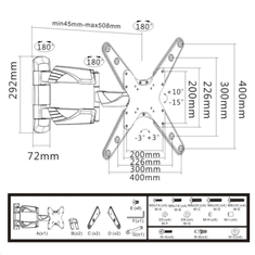 VonHaus pregibni TV stenski nosilec, 23-55", do 35 kg