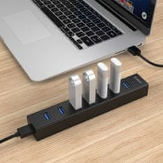 Orico USB razdelilnik H7013-U3-AD, USB 3.0, 7 vhodov, črn