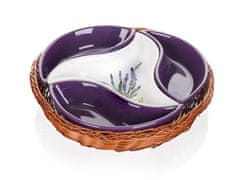 Banquet skleda v košarici LAVENDER 23 cm, štiridelna