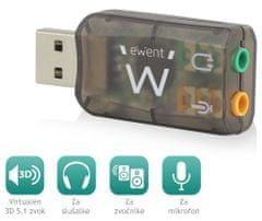 Ewent USB zvočna kartica Virtual 5.1 3D