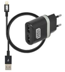 CarPoint dvojni 220 V polnilec s priloženim USB 8-pin Apple kablom