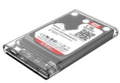 Orico zunanje ohišje za HDD/SSD diske 6,35 cm (2,5), USB-C 3.1, SATA 3, prozorno