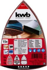 KWB samolepilni brusni papir za les in kovino, 12 kosov različne granulacije (496170)