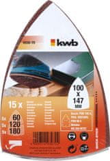 KWB samolepilni brusni papir za les in kovino, 15 kosov različne granulacije (493070)