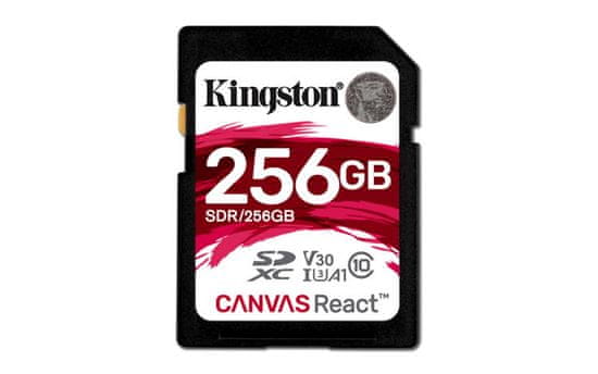 Kingston spominska kartica 256GB, Canvas React SDXC UHS-I V30 (SDR/256GB)