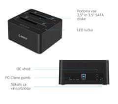 Orico postaja za 2x HDD/SSD, SATA v USB 3.0 (6629US3)