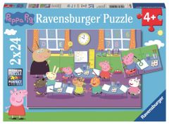 Ravensburger Pujsa Pepa v šoli sestavljanka, 2x24 delov