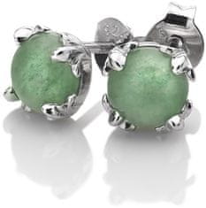 Hot Diamonds Srebrni uhani Hot Diamonds Anais green Aventurine AE003