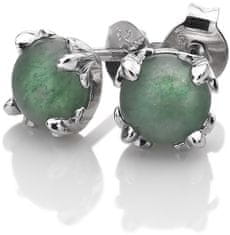 Hot Diamonds Srebrni uhani Hot Diamonds Anais green Aventurine AE003