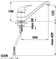 Herz Unitas enoročna kuhinjska armatura Simpaty s21 (00183)