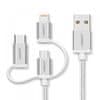 USB 2.0 na Micro USB+Lightning+Type C (3 v 1) podatkovni kabel pleten, 1,5m