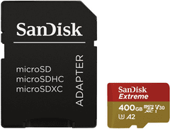 SanDisk spominska kartica + adapter 400GB, Extreme microSD