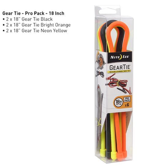 Nite Ize set gumijastih vezic Gear Tie, 45.7cm, 6 kos, 3 barve