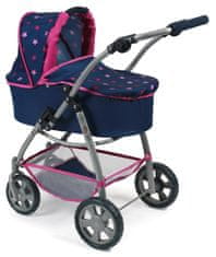Bayer Chic voziček za lutke EMOTION ALL IN 3 V 1, modro - roza z zvezdicami