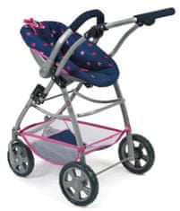 Bayer Chic voziček za lutke EMOTION ALL IN 3 V 1, modro - roza z zvezdicami