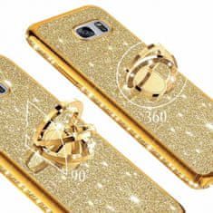 Ovitek Ring za Samsung Galaxy S10e G970, silikonski, zlat z bleščicami