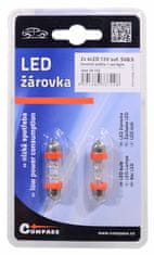 Compass  Žarnica 4LED 12V suf. SV8.5 38mm rdeča 2ks