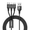 Rapid 3v1 napajalni kabel za Micro USB, Lightning, Type-C 3A/1.2m, črna CAMLT-SU01