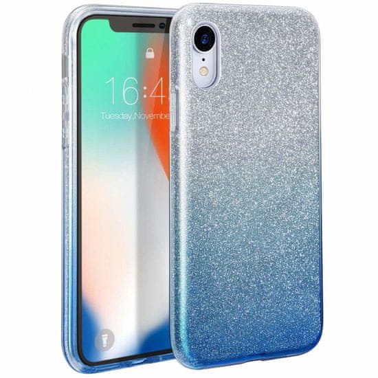 Bling ovitek za Huawei P Smart Z / Y9 Prime 2019, silikonski, srebrn z modrimi bleščicami