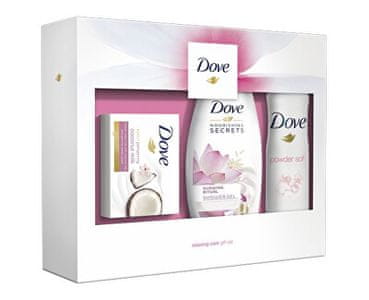 Dove darilni set Relaxing Care (gel za prhanje + milo + deodorant v razpršilu)