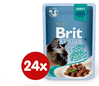  Brit Premium mokra hrana za odrasle mačke, govedina v omaki, 85 g, 24 kos 