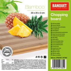 Banquet Brillante Bamboo lesena deska za rezanje z ročaji, 33 × 25 × 1,5 cm