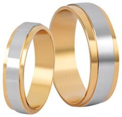 Beneto Exclusive Moški dvobarvni poročni prstan iz jekla SPP05 (Obseg 64 mm)