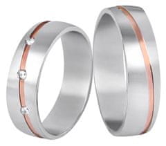 Beneto Exclusive Moški dvodelni poročni prstan iz jekla SPP07 (Obseg 71 mm)