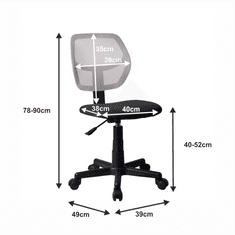 KONDELA Mrežasti pisarniški stol - sivo/črn