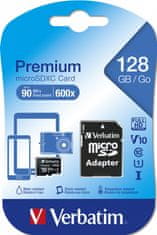 Verbatim Premium U1 microSDXC kartica, 128 GB, UHS-I, V10 U1 + adapter