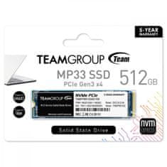 TeamGroup MP33 SSD disk, 512 GB, M.2, PCIe 3.0 x4, NVMe 1.3, 3D NAND