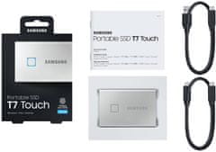 Samsung T7 Touch zunanji SSD, 2 TB, USB-C 3.2 Gen2, srebrn