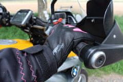 Cappa Racing Motoristične rokavice LADY, usnje/tekstil, dolge, črna/rožnata S