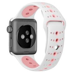 BStrap Silicone Sport pašček za Apple Watch 42/44/45mm, White Pink