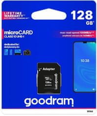 GoodRam spominska kartica microSD 128GB 100MB/s + SD adapter (500306) - kot nov