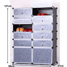 KONDELA Modularni organizator za čevlje, črna / mlečno bela,, Bekim TIP 2